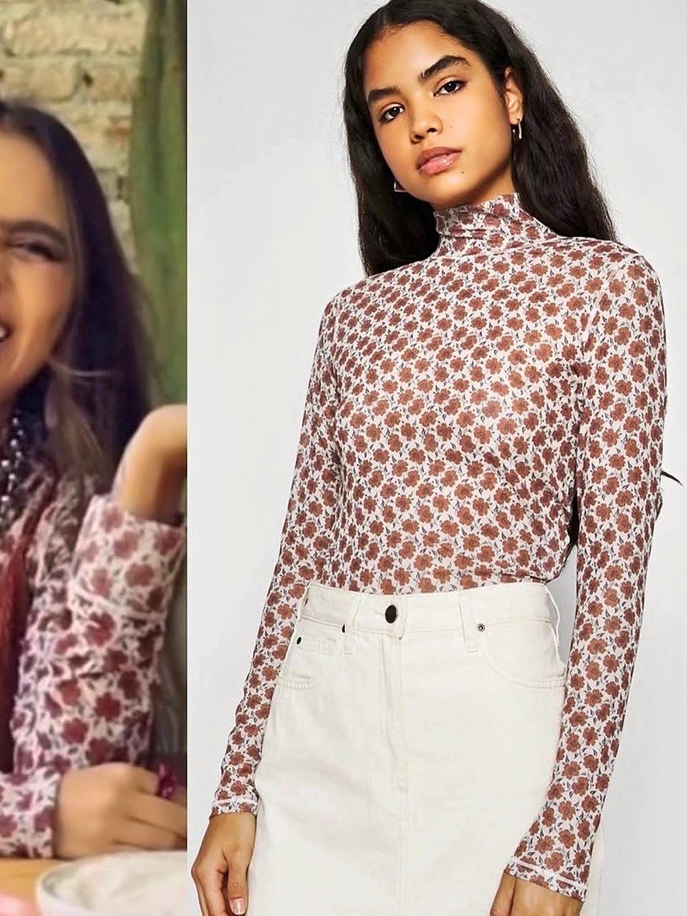 RARE! Levi's Mesh Top Floral Mock Neck